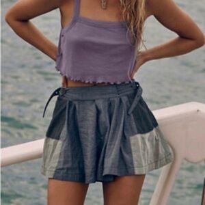 Free People Shorts/Skort Crash Into Me Patchwork Lined Size 6 Pockets